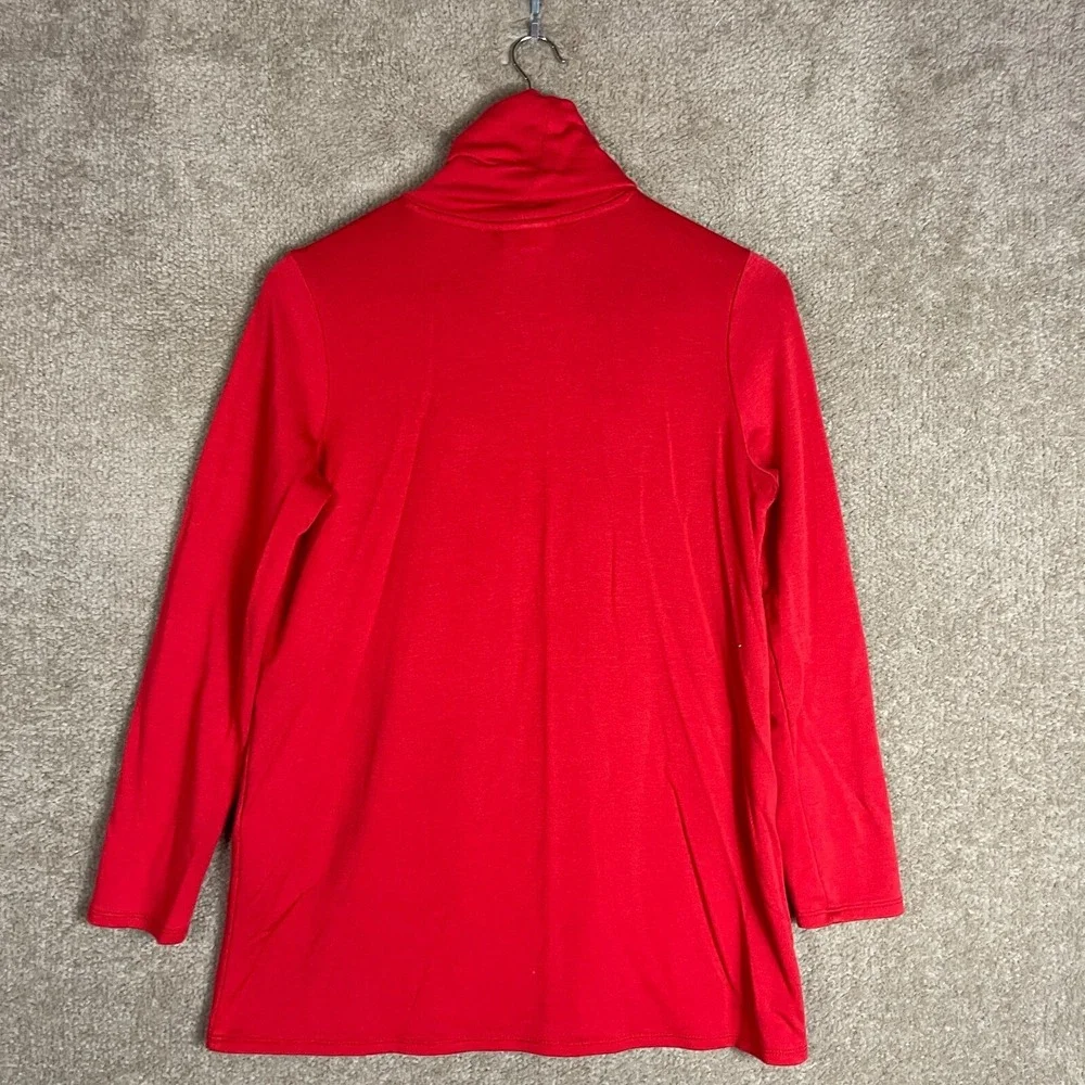 J Jill Tunic Womens Small Red‎ Tencel Turtleneck Layered Asymmetrical Soft Knit